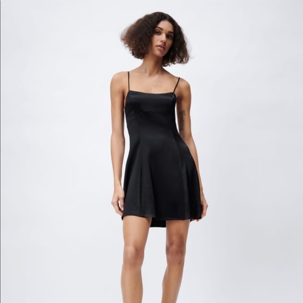 NWOT Zara satin black mini dress